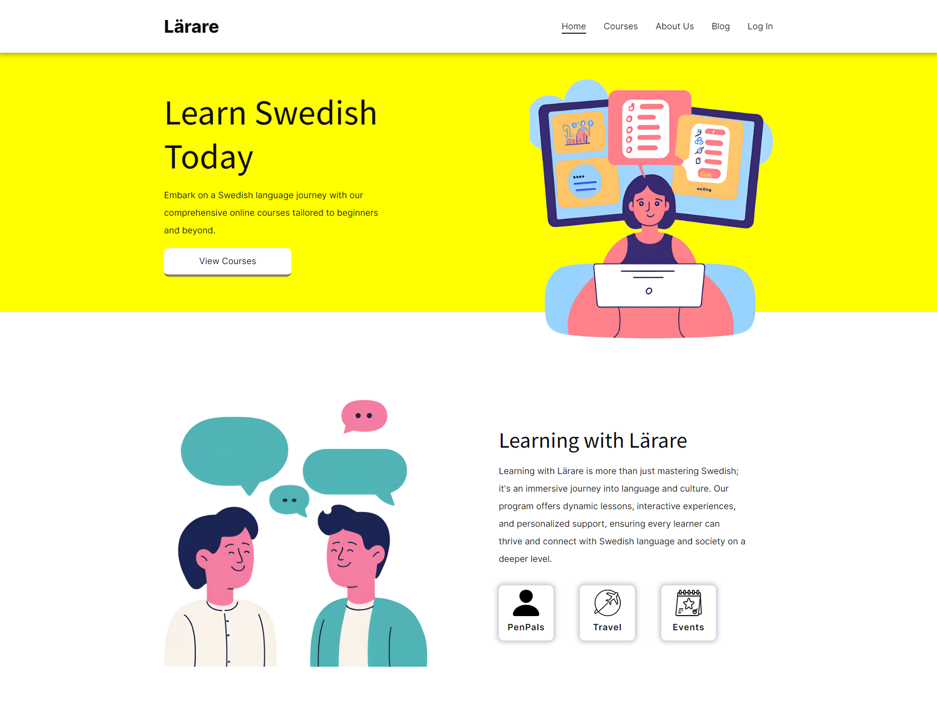 Online course website for learning Swedish.