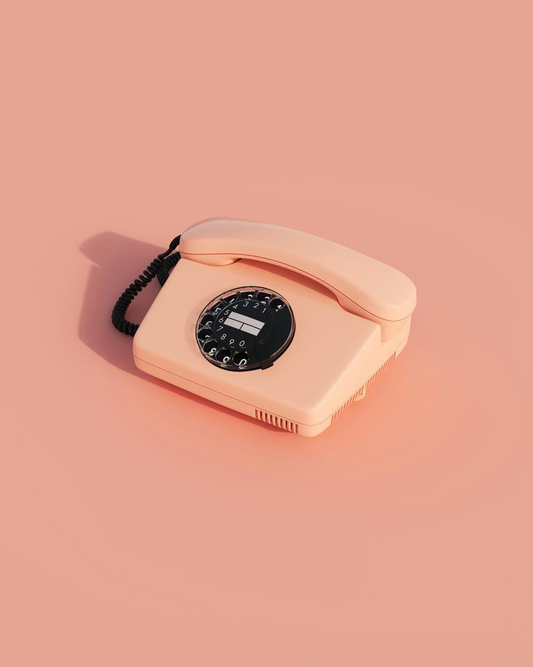 A pastel colored phone.