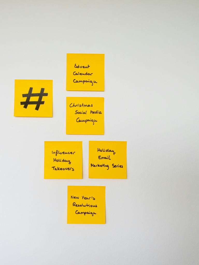 Sticky notes with search optimization (SEO) notes.